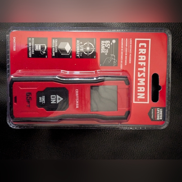 Craftsman Red Laser Distance Measurer - Compact Precision Tool - Picture 1 of 5